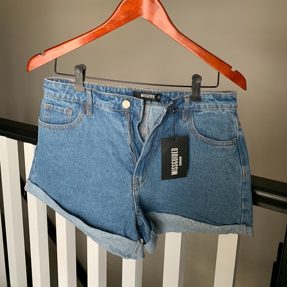 ASOS-Missguided High Waisted Denim Shorts - Picture 2 of 3